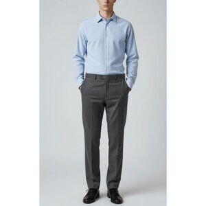 Egara Mens Gray Flat-Front Dress Pants Size 34/31